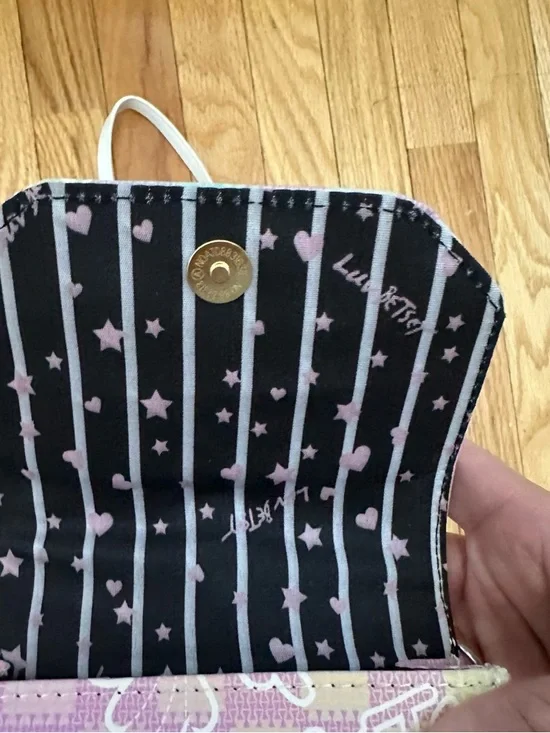 NWOT Betsey Johnson Pastel Pink Lavender Checker Butterfly Crossbody Pouch - Picture 8 of 9